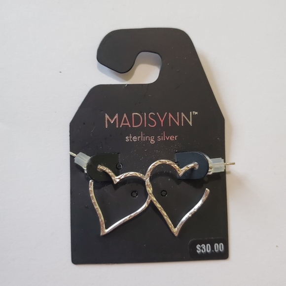 madisynn Jewelry - Madisynn Sterling Silver NWT Earrings Hoop Heart Shaped NEW